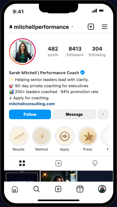 Sarah's Instagram after BrandFix