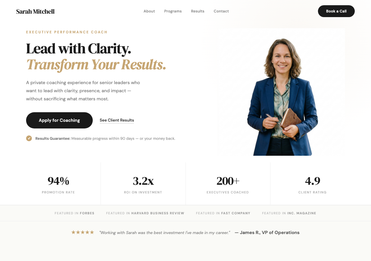 After: premium coach website