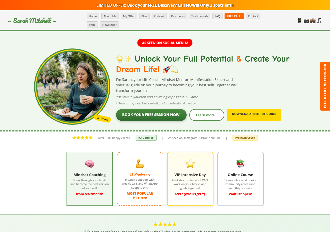 Before: generic coach website